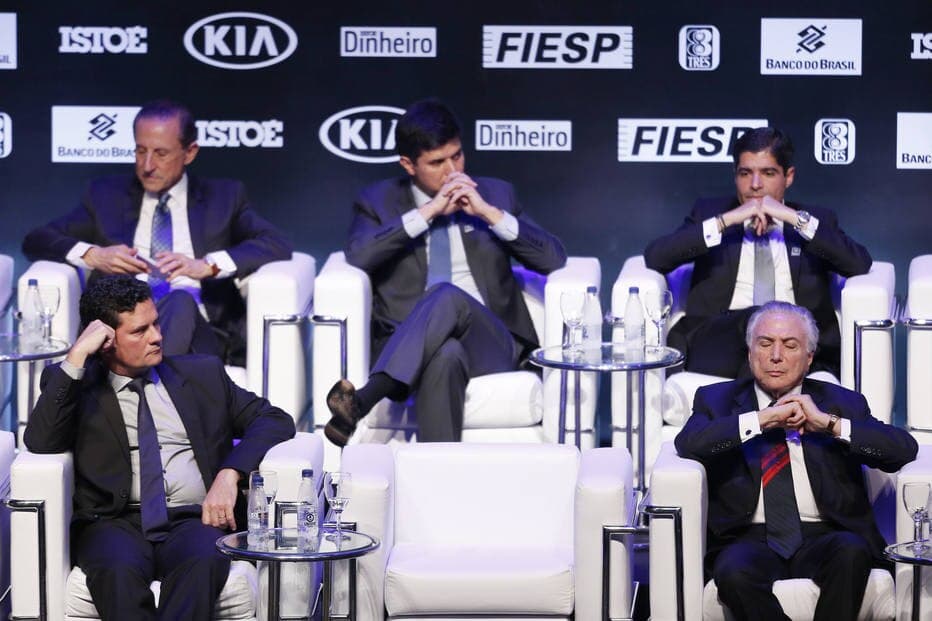 Em evento com Temer e Meirelles, Moro defende fim do foro e cobra verbas para PF