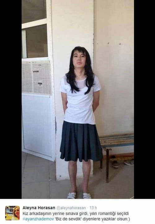 FOTO: Jovem se veste de mulher para fazer prova no lugar da namorada