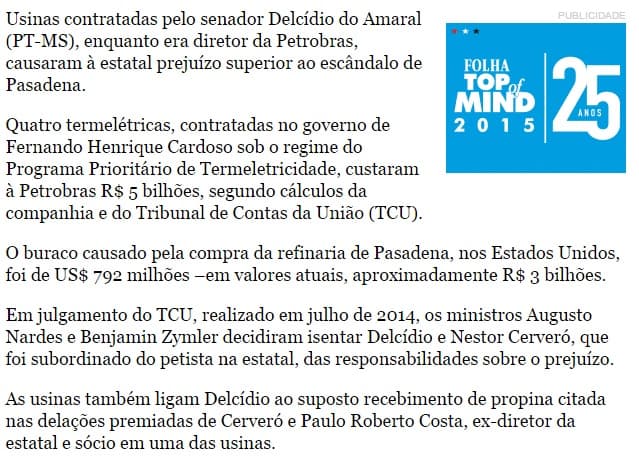 Medidas no Governo FHC: Usinas da gestão Delcídio deram mais prejuízo que compra de Pasadena