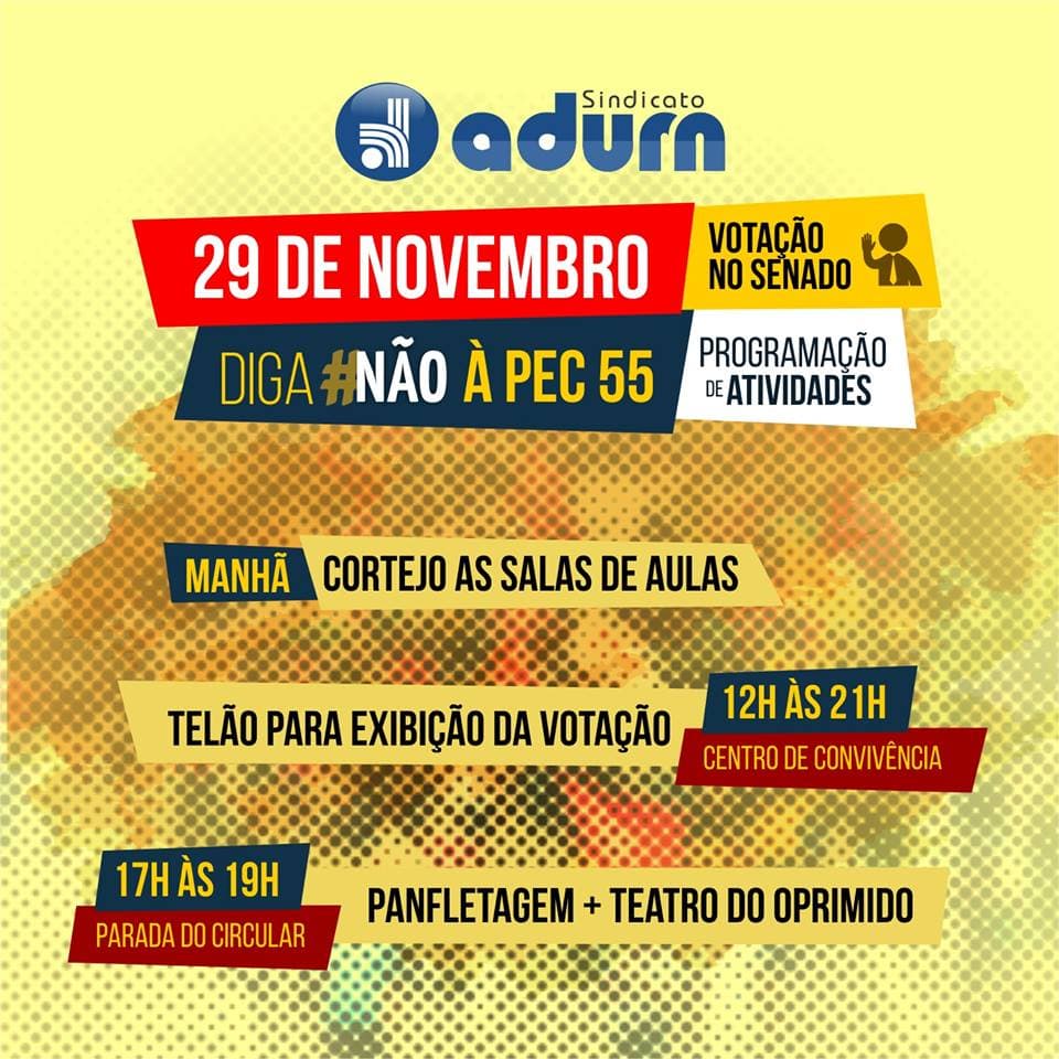 Professores da UFRN paralisam atividades nesta terça em protesto contra votação da PEC 55