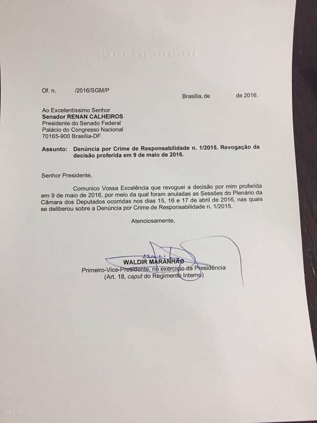 ARREGOU - Maranhão decide revogar decisão que anulou sessão do impeachment