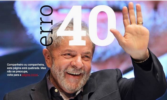 ERRO 404 (FOTO): PT vai manter em site brincadeira com mão de Lula