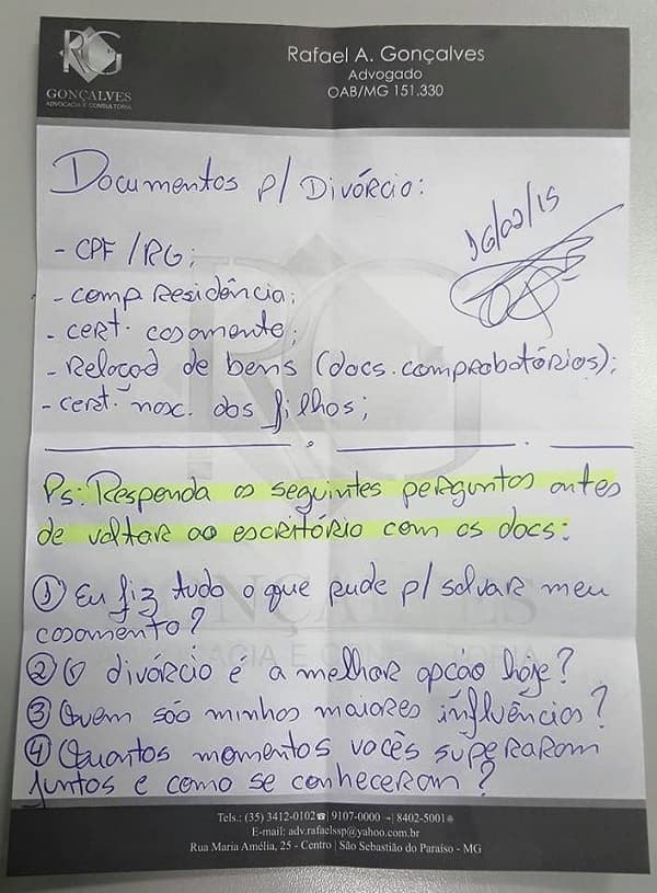 FOTOS: Advogado de MG salva casamento com bilhete e vira sensação na web