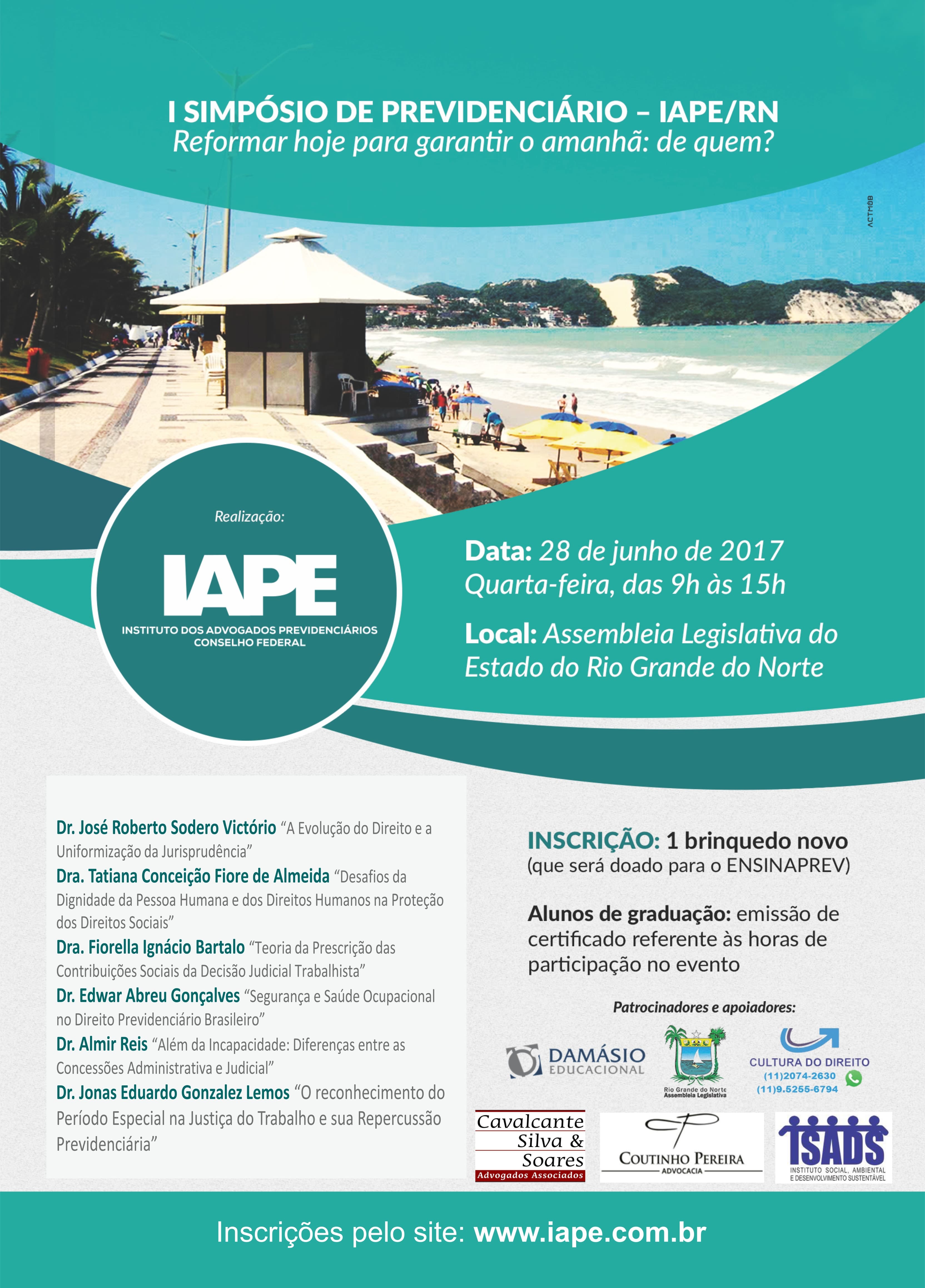 I Simpósio de Previdenciário - IAPE/RN acontece nesta quarta em Natal