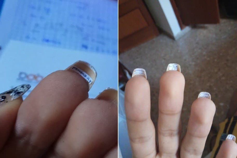 FOTOS: Aluno esconde ‘cola' sob as unhas
