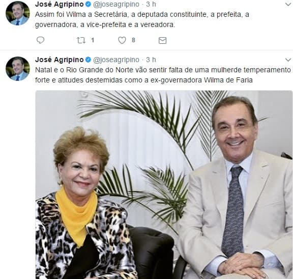 Garibaldi Filho e Agripino prestam homenagens a ex-Governador Wilma