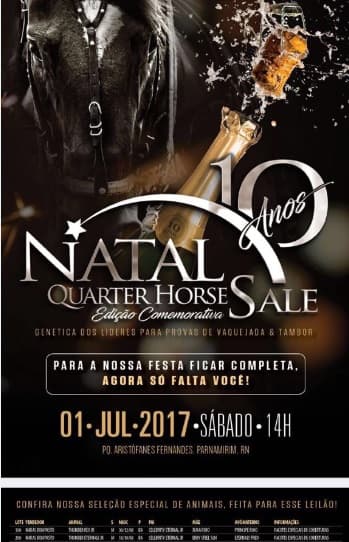 Neste sábado acontece a edição comemorativa dos 10 anos do Leilão Natal Quarter Horse Sale