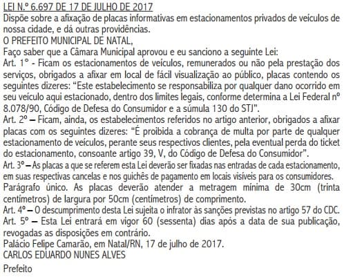 Lei em Natal obriga que estacionamentos se responsabilizem por danos aos veículos