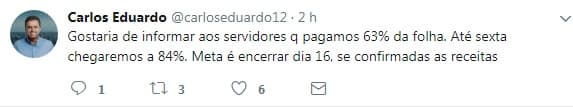 Prefeitura do Natal confirma pagamento de 84% da Folha de julho até sexta
