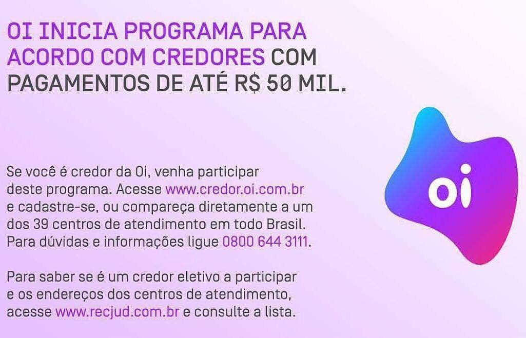 Oi inicia programa para acordo com credores com pagamentos de até R$ 50 mil
