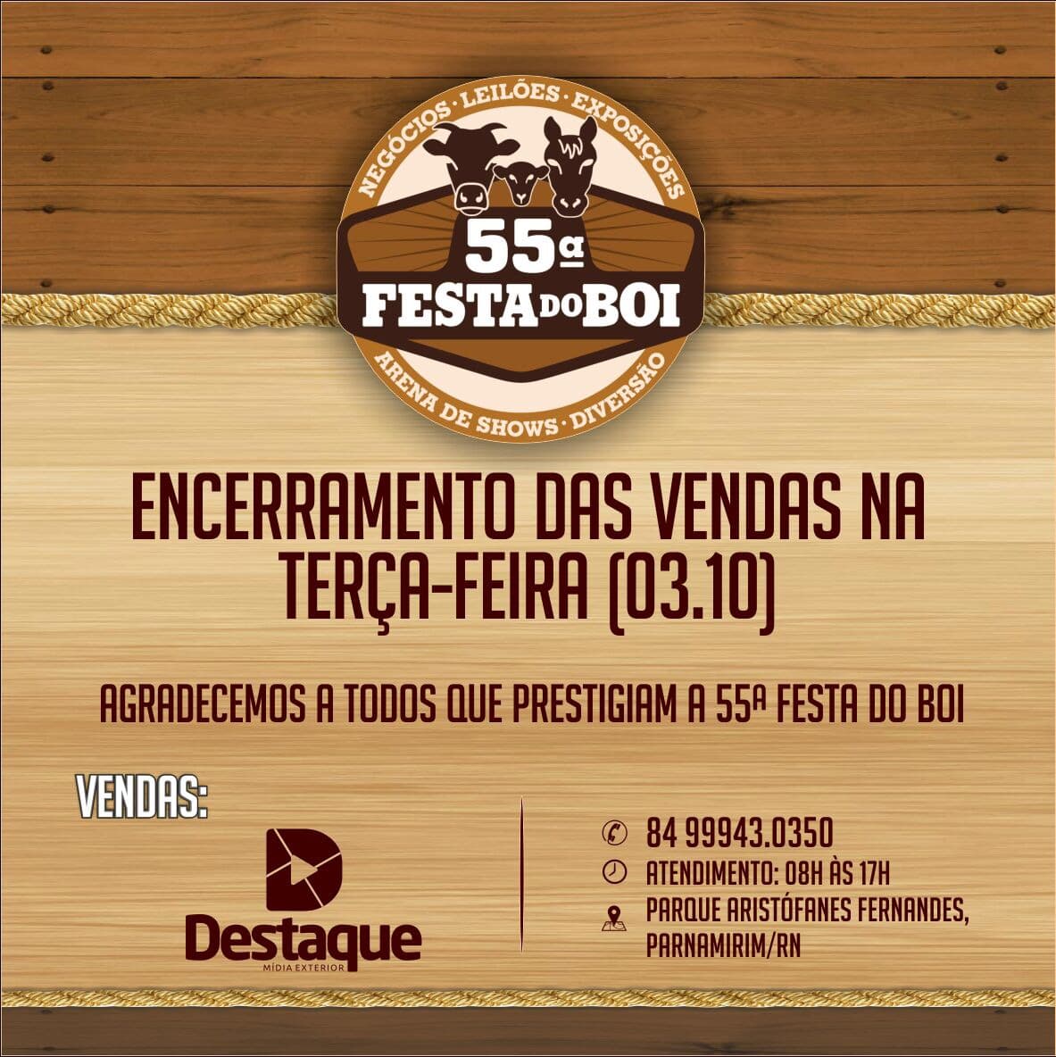 Venda de espaços comerciais na Festa do Boi encerram nesta terça
