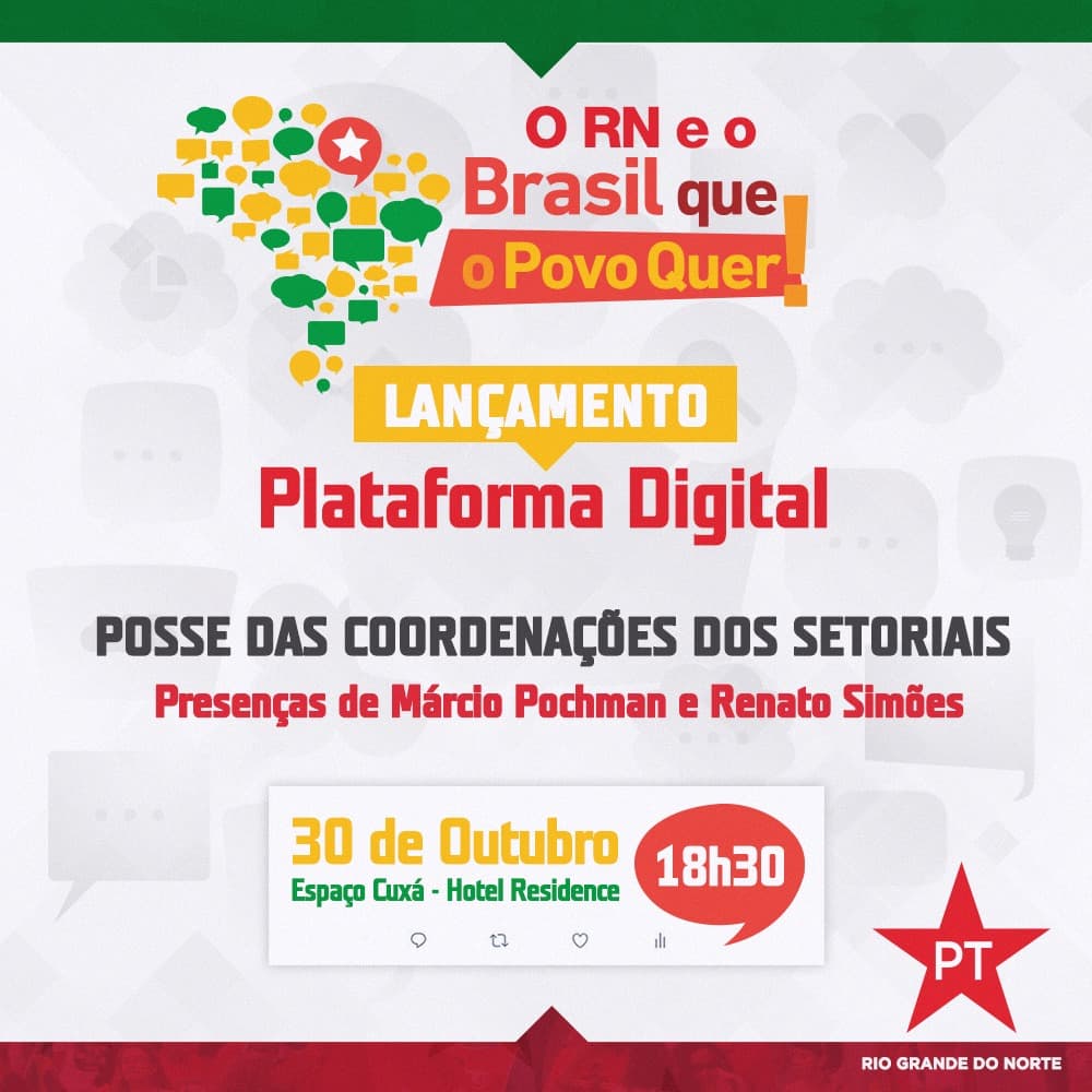 PT lança plataforma digital “Brasil Que o Povo Quer” no RN