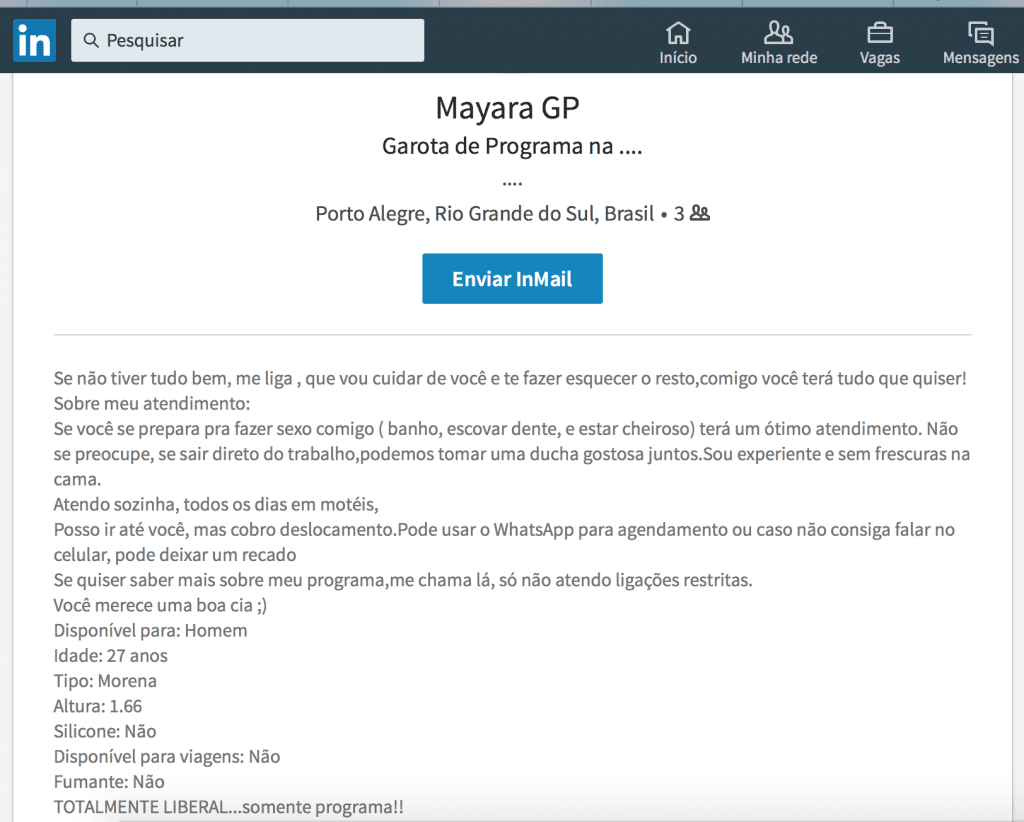 Garotas de programa tentam colocação na rede social LinkedIn para achar clientes em meio à crise que teria abalado prostituição