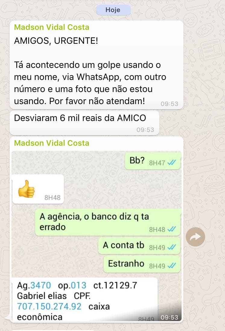 ABSURDO: Estão usando o nome do doutor Madson Vidal, responsável pela AMICO, para golpe