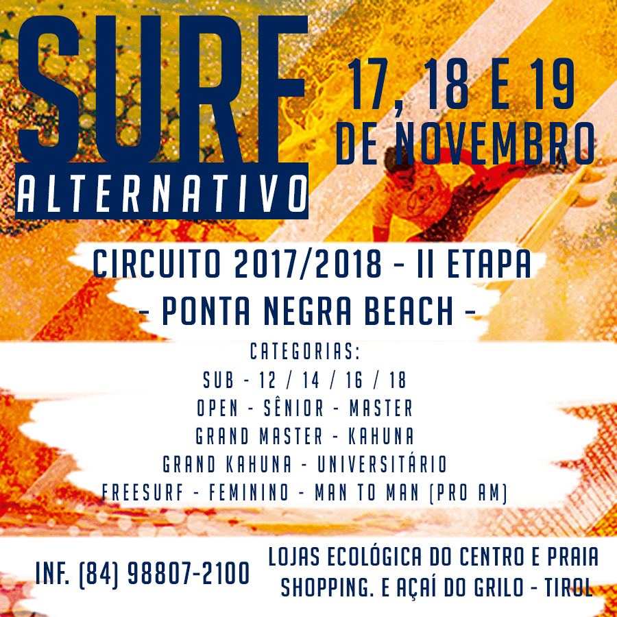 Surf Alternativo em sua 2ª Etapa Unificada agita Ponta Negra entre os dias 17 e 19