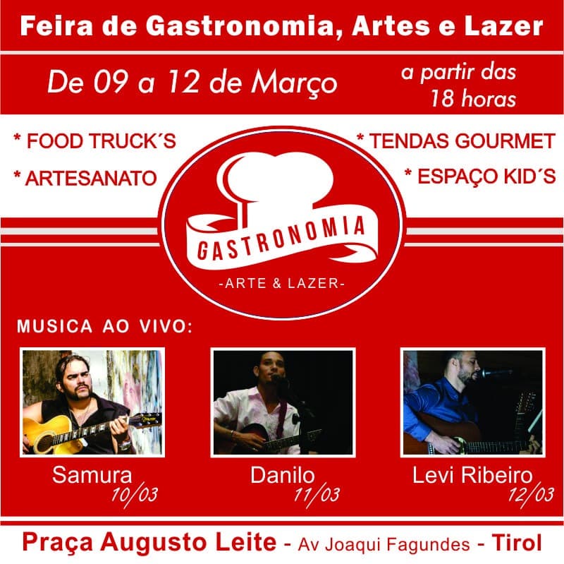 Feira de Gastronomia acontece na Praça Augusto Leite, no Tirol, nesta quinta até domingo; também food trucks e atrações