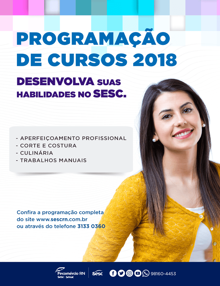 Sesc abre inscrições para cursos gratuitos de fevereiro para Natal e Nova Cruz