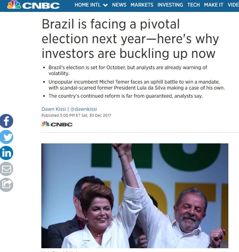 Eleição no Brasil será a decisão mais importante desde 2002, diz TV dos EUA