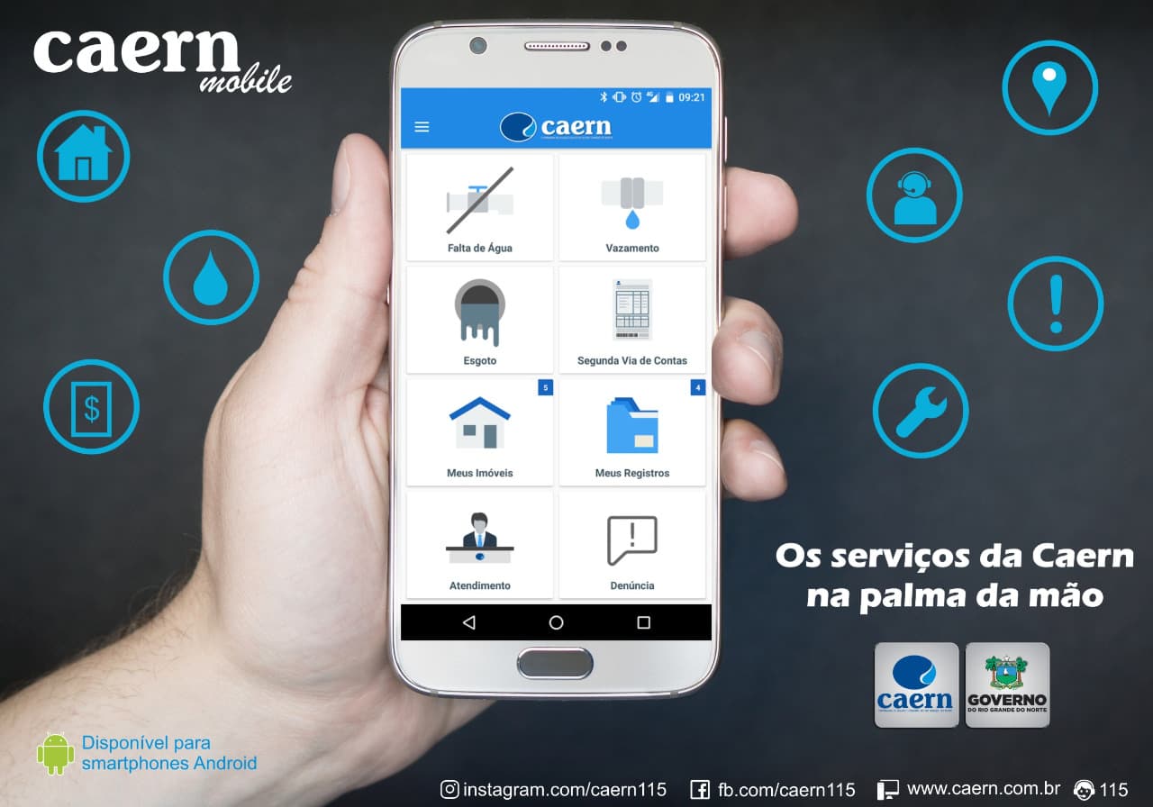 Os serviços da Caern na palma da mão a partir desta segunda-feira