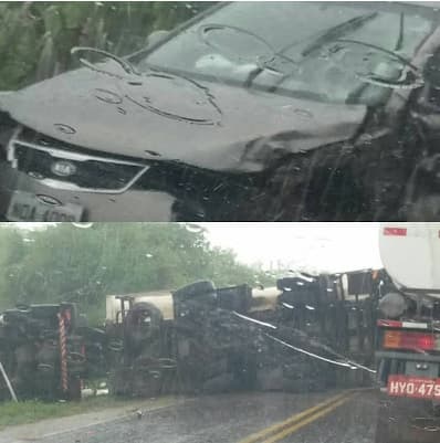 FOTOS: Acidentes com carretas, caminhonete e carro registrados na BR- 406, na Grande Natal