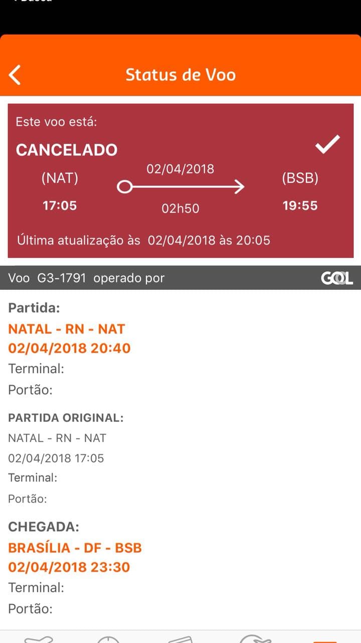 Avião da Gol Brasília / Natal apresenta problemas e voo é cancelado após 3 horas de horário previsto para decolagem