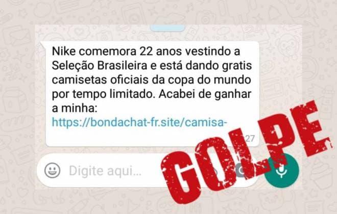 Novo golpe no WhatsApp usa camisa da seleção brasileira de futebol como isca