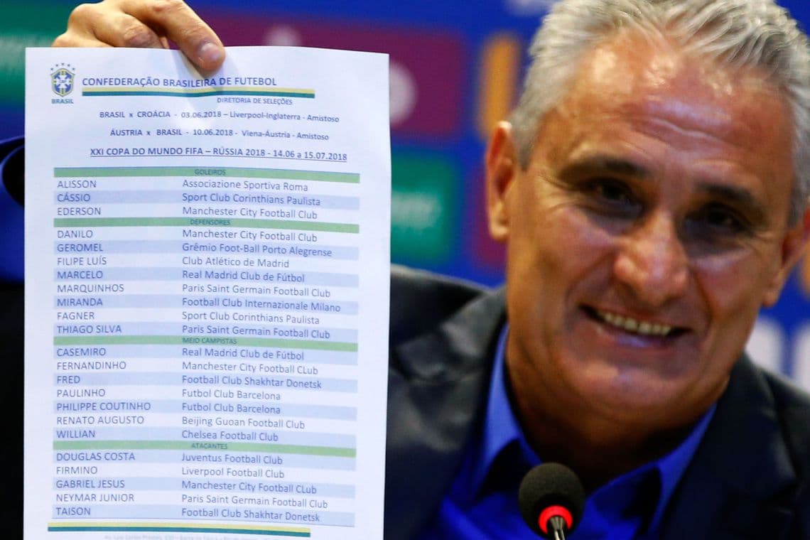 Tite diz que Brasil é um dos favoritos ao título na Rússia