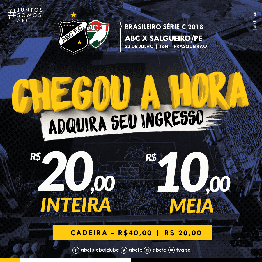 Ingressos para o duelo decisivo entre ABC x Salgueiro a partir de R$ 10 nos pontos de venda; confira