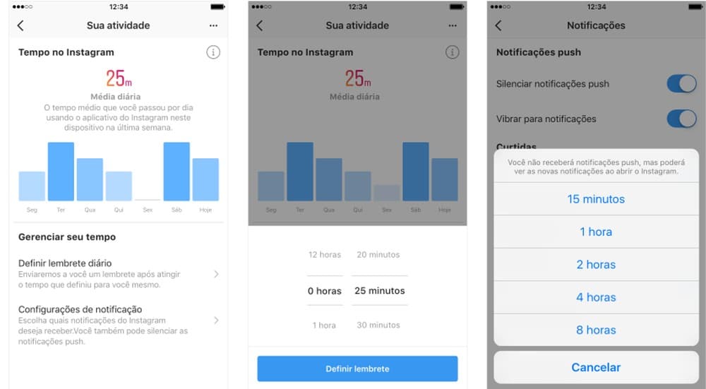 Insta e Face criam opção para controlar tempo gasto nas redes