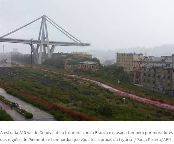 FOTOS E VÍDEO: Trecho de ponte que desabou em Gênova, no norte da Itália, deixa ao menos 35 mortos
