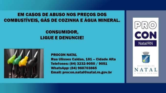 PROCON NATAL realiza pesquisa de gás de cozinha; variação entre o maior e o menor preço de 19,05%