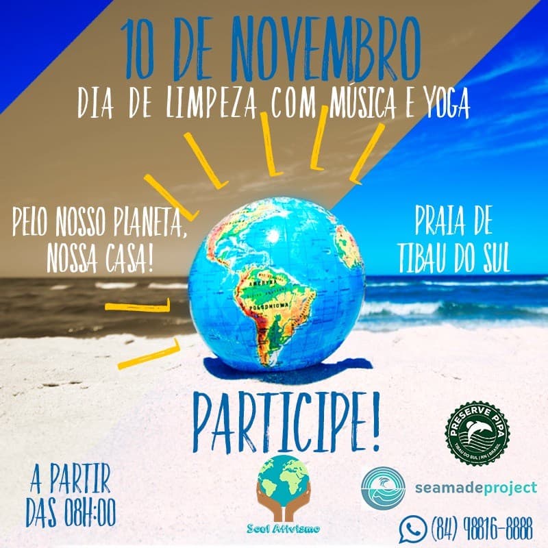 Neste sábado, Movimento Soul Ativismo realiza em Tibau do Sul o “Dia de Limpeza com Música e Yoga"