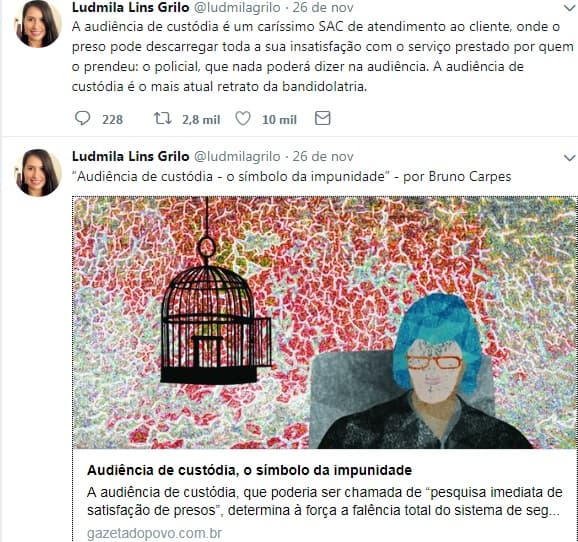 "A audiência de custódia é o mais atual retrato da bandidolatria", diz juíza carioca