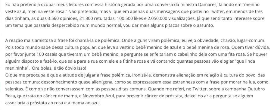 Nos jornais o que penso sobre que está em outro mundo. "O azul e o rosa" - por Alexandre Garcia