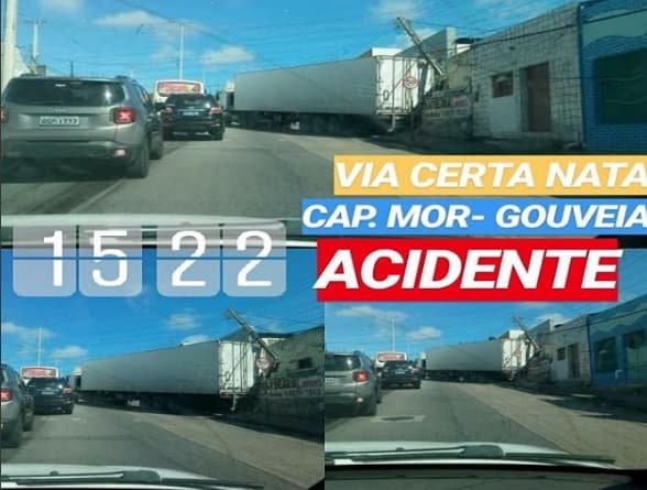 FOTO: Carreta perde freios e atinge casa e poste na avenida Capitão Mor-Gouveia