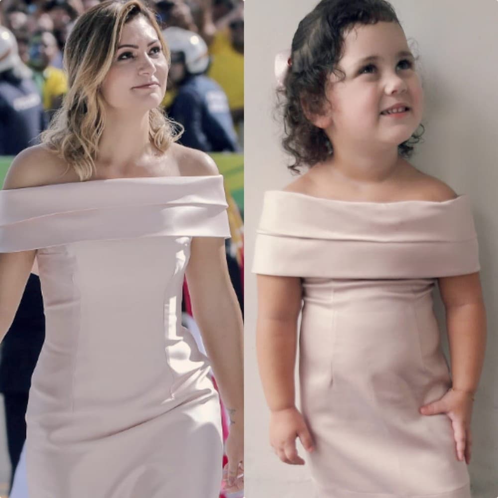 FOTOS: Blogueira mirim de RO recebe ligação de Michele Bolsonaro após posar com look inspirado na primeira-dama