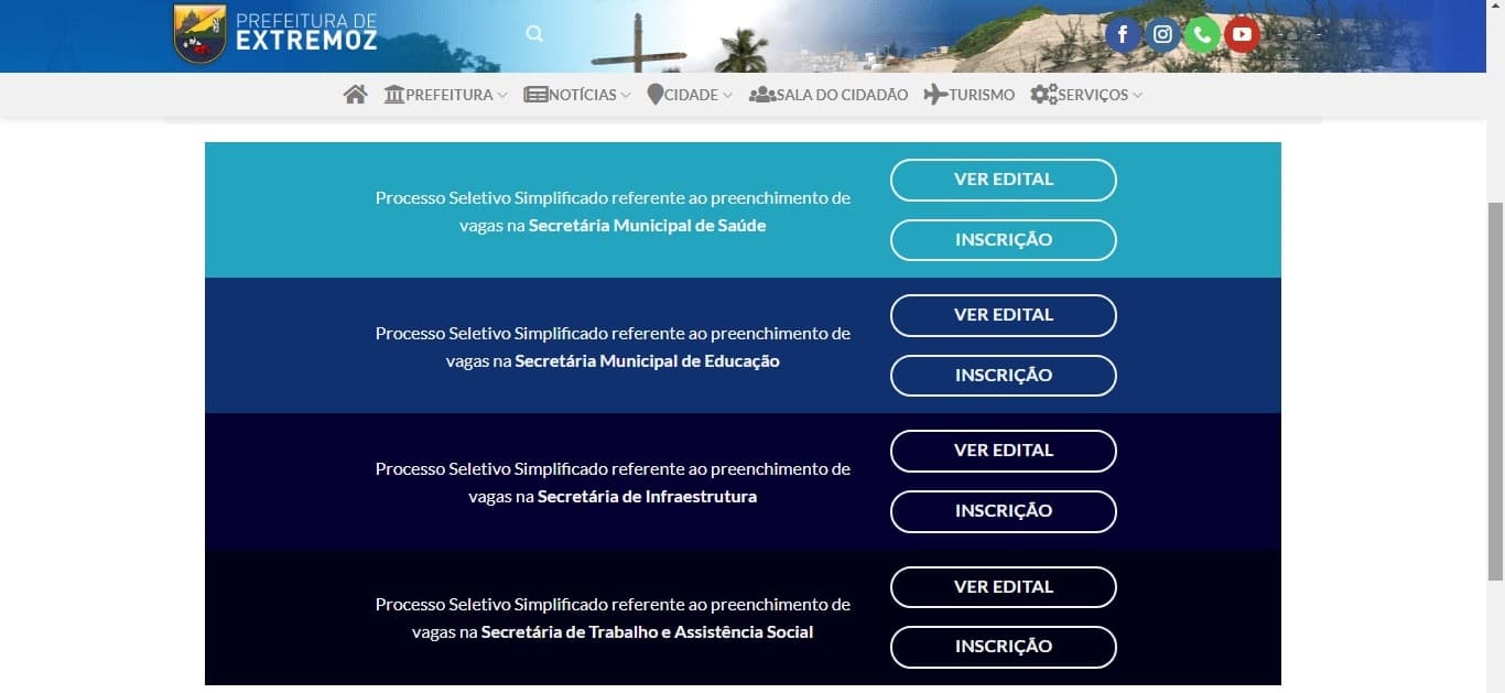 Prefeitura de Extremoz, na Grande Natal, abre processo seletivo com diversas vagas nas secretarias de Educação, Infraestrutura, Saúde e Trabalho e Assistência Social