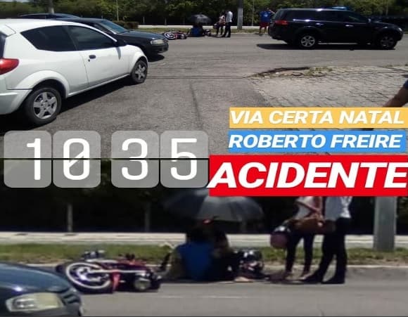 Acidente na Avenida Engenheiro Roberto Freire envolvendo motocicleta e carros e uma pessoa ferida é registrado na manhã desta sexta