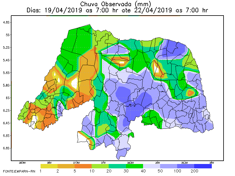 Fim de semana registrou muita chuva em todas as regiões do estado, com destaques para Currais Novos, Santana do Matos, Cerro Corá e Acari; veja boletim pluviométrico da Emparn