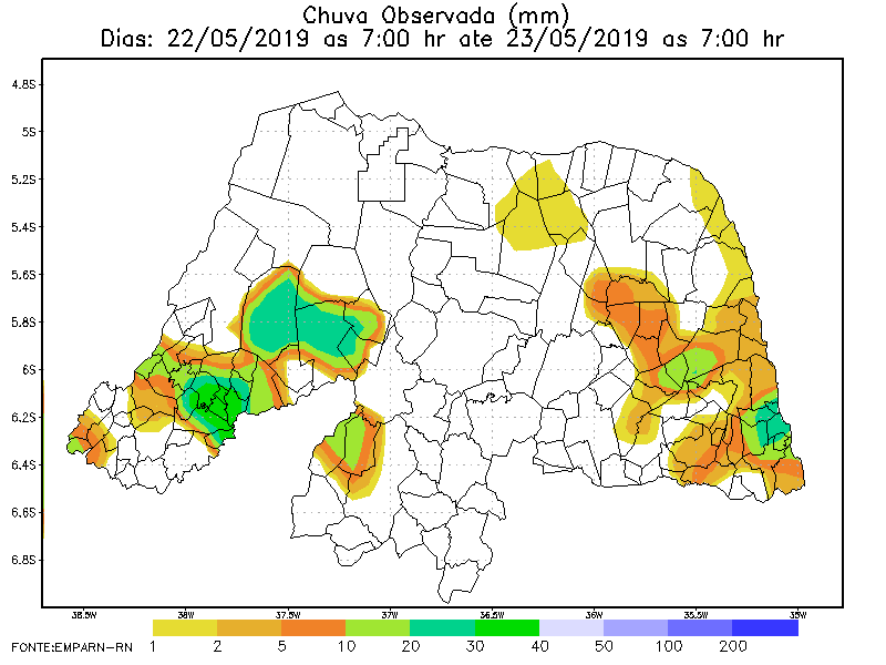 Chuvas entre quarta e esta quinta no RN foram mais intensas em Martins, Lucrécia, Serrinha dos Pintos, Bom Jesus, Goianinha e Canguaretama; veja outros locais