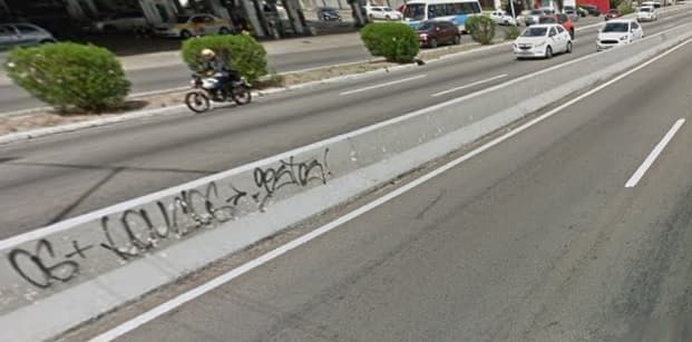 VANDALISMO: Pichações tomam conta de trecho da BR-101 em Natal, entre o viaduto do Quarto Centenário e imediações da Árvore de Mirassol