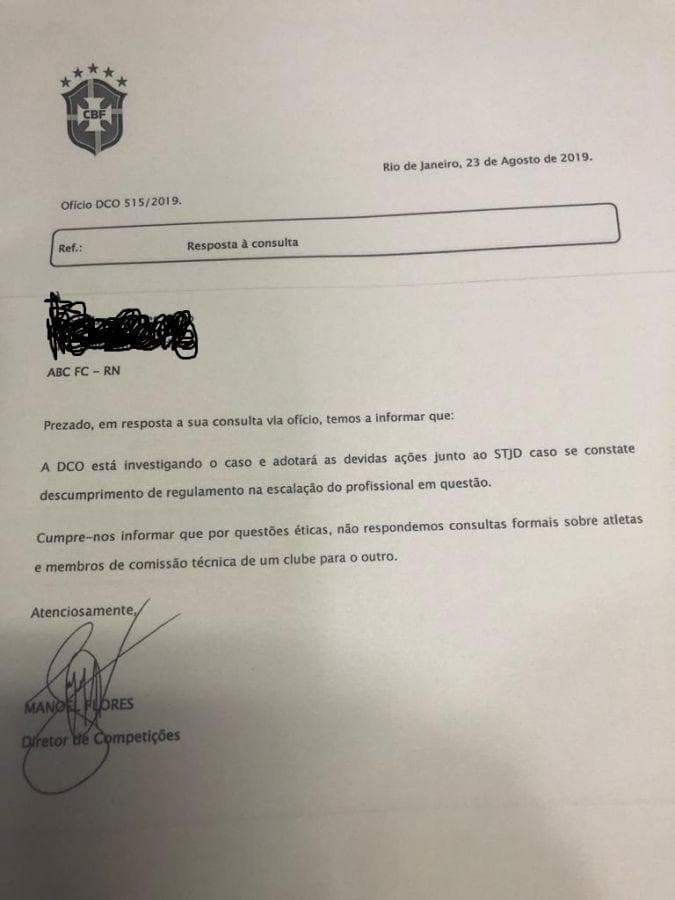 STJD acata denúncia do ABC e pede explicações do Treze