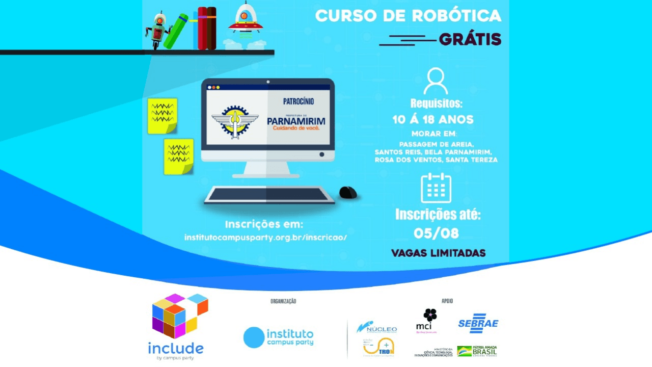 Abertas as inscrições para Curso de Robótica em Parnamirim