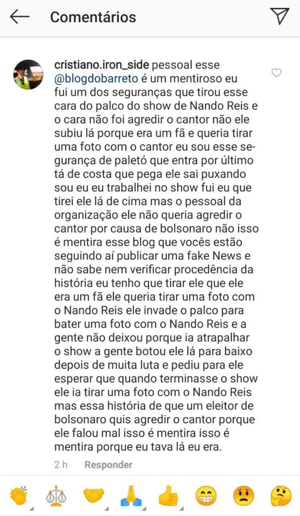Nando Reis nega agressão em show em Mossoró por questão política e segurança que trabalhava diz que fã queria apenas tirar uma foto