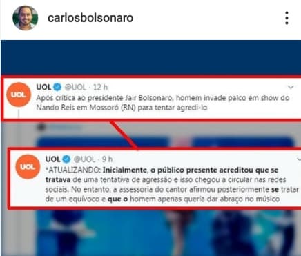 "Tudo culpa de Bolsonaro", reclama Carlos Bolsonaro, citando episódio em Mossoró noticiado e corrigido pela imprensa nacional; vereador fala em "modus operandi de esquerda" na mídia