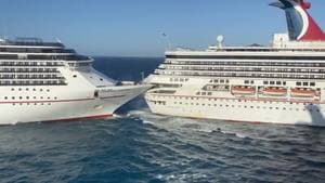 [FOTO] BARBEIRAGEM: Navios-cruzeiro batem em alto-mar