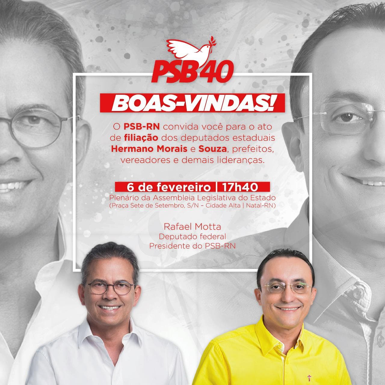 Hermano Morais e Souza se filiam ao PSB na próxima quinta-feira (6)