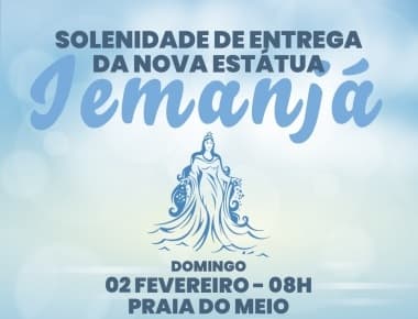 Nova estátua de Iemanjá de tem três metros e meio de altura será entregue no domingo na Praia do Meio