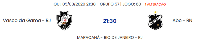 Vasco x ABC, no dia 05/03, pela Copa do Brasil, será no Maracanã