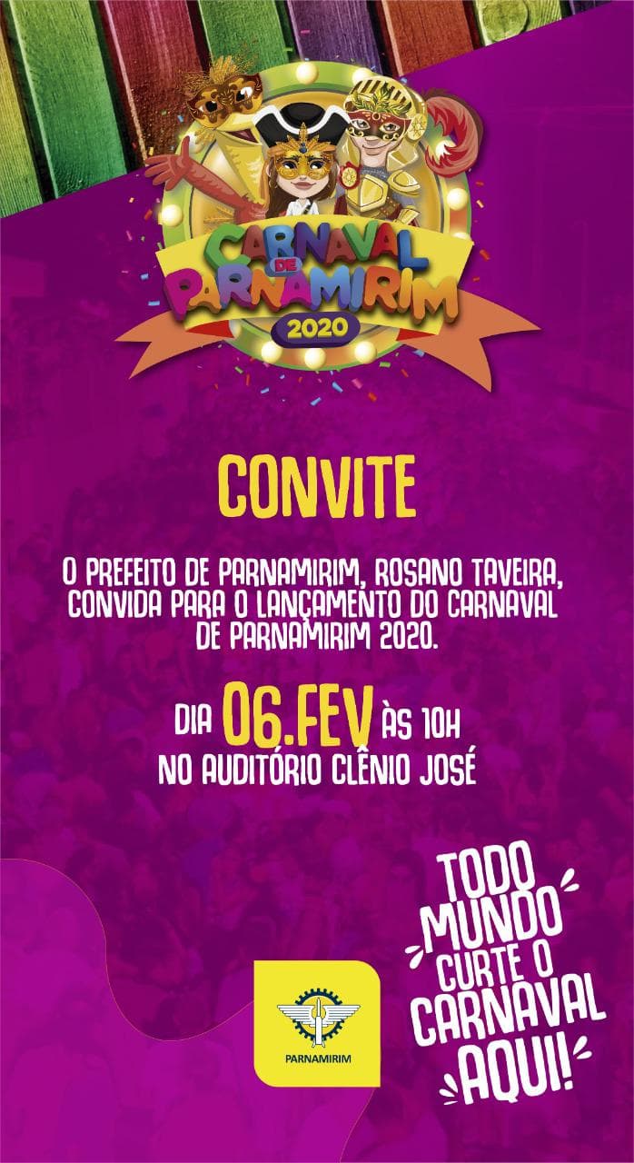 Prefeitura de Parnamirim lançará Carnaval Multicultural 2020 nesta quinta-feira